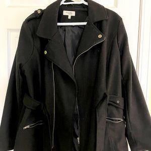 Belted wool winter coat.